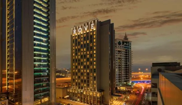 Rove Dubai Marina hotel among the Marina towers