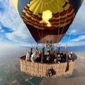 a group of people riding a hot air balloon