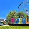 公园前的摩天轮和标志