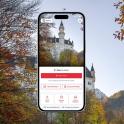 a cell phone with a picture of a castle