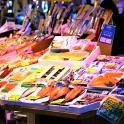 a display of food on a table in a market