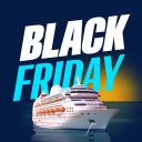 A Black Friday logo and a cruise ship