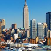 a view of a large city with tall buildings