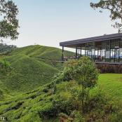 en bygning, der ligger på toppen af en grøn bakke