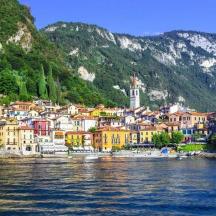 a town on the shore of a body of water