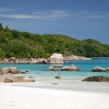 a person swimming in the water on a beach