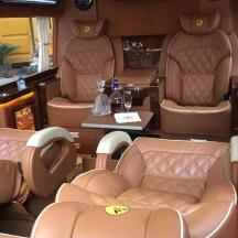 a group of seats in a limousine