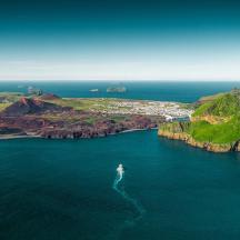 an aerial view of a small island in the ocean