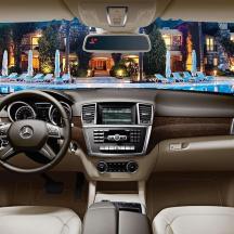 a view of the cockpit of acedes benz car