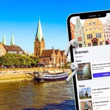 un iPhone con la foto di una città