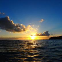 a sunset from a boat in the water