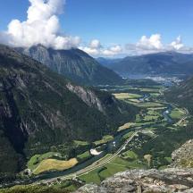 a view of a valley in the mountains