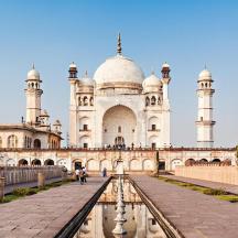 a view of the taj mahal building