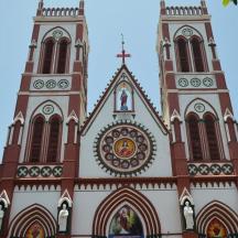 a church with two towers on top of it
