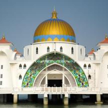 a mosque with a gold dome on top of it