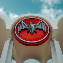 a sign on a building with a bat on it