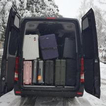 a back end of a truck in the snow