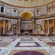 a view of a large room with a large building