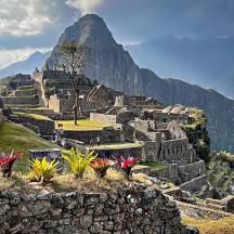 a view of the incan ruins of a mountain