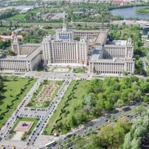 an aerial view of the palace of nations