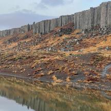 a fence on a hill next to a body of water