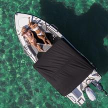 a group of people in a boat in the water