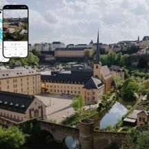 an iphone taking a picture of a city