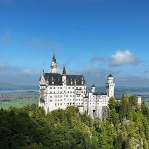 a castle on top of a hill with trees