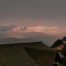 a view of a mountain range in the distance