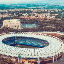 eine Luftaufnahme eines Fußballstadions
