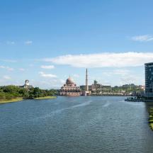 a view of a river in a city with buildings
