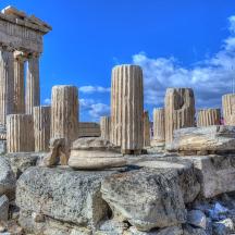 a view of the ruins of the parthenon