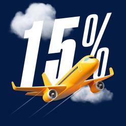 Chiếc máy bay trước một đồ họa lớn 15%