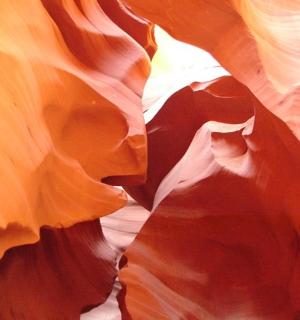 a view of a slot canyon in the desert