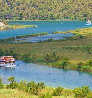 船正在沿河行驶