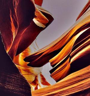 a view of a slot canyon in the desert