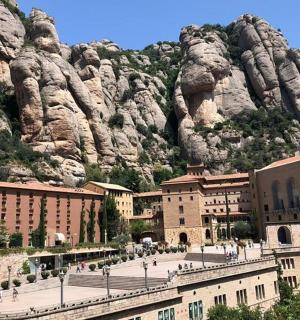 以山为背景的城市景观