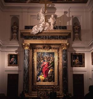 a large painting on the wall in a museum