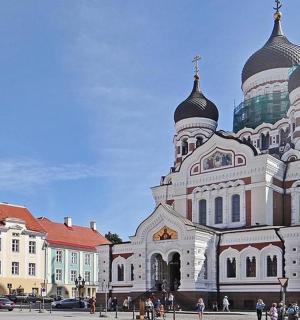a large building with domes on top of it