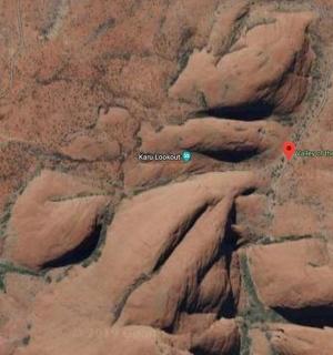 mapa kaňonu s červenou značkou