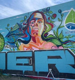 a mural of a woman on the side of a building