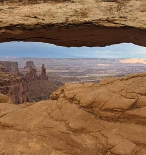 a view of the grand canyon from a rock formation