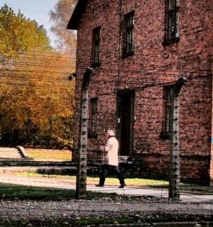 一座老砖建筑前的标志