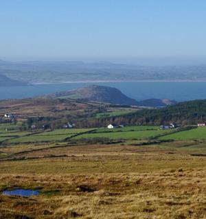 velké pole s výhledem na velkou vodní plochu
