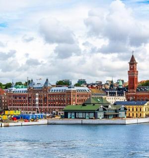 a view of a city from the water