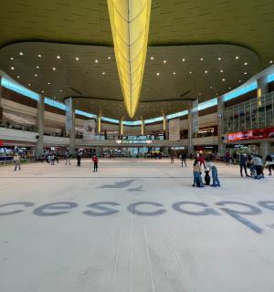 一群人在购物中心内行走