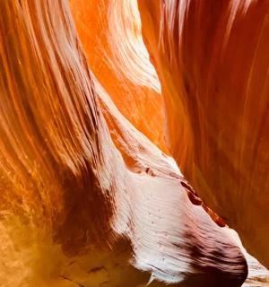 a view of a slot canyon in the desert
