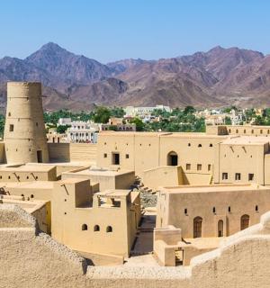 以群山为背景的村庄景色