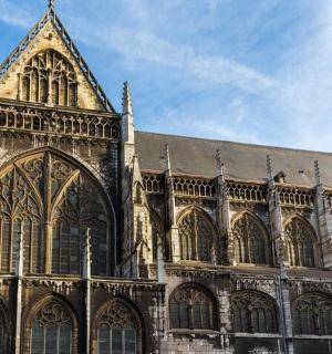 a large stone building with a large cathedral