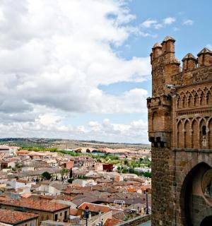 a building with a view of a city